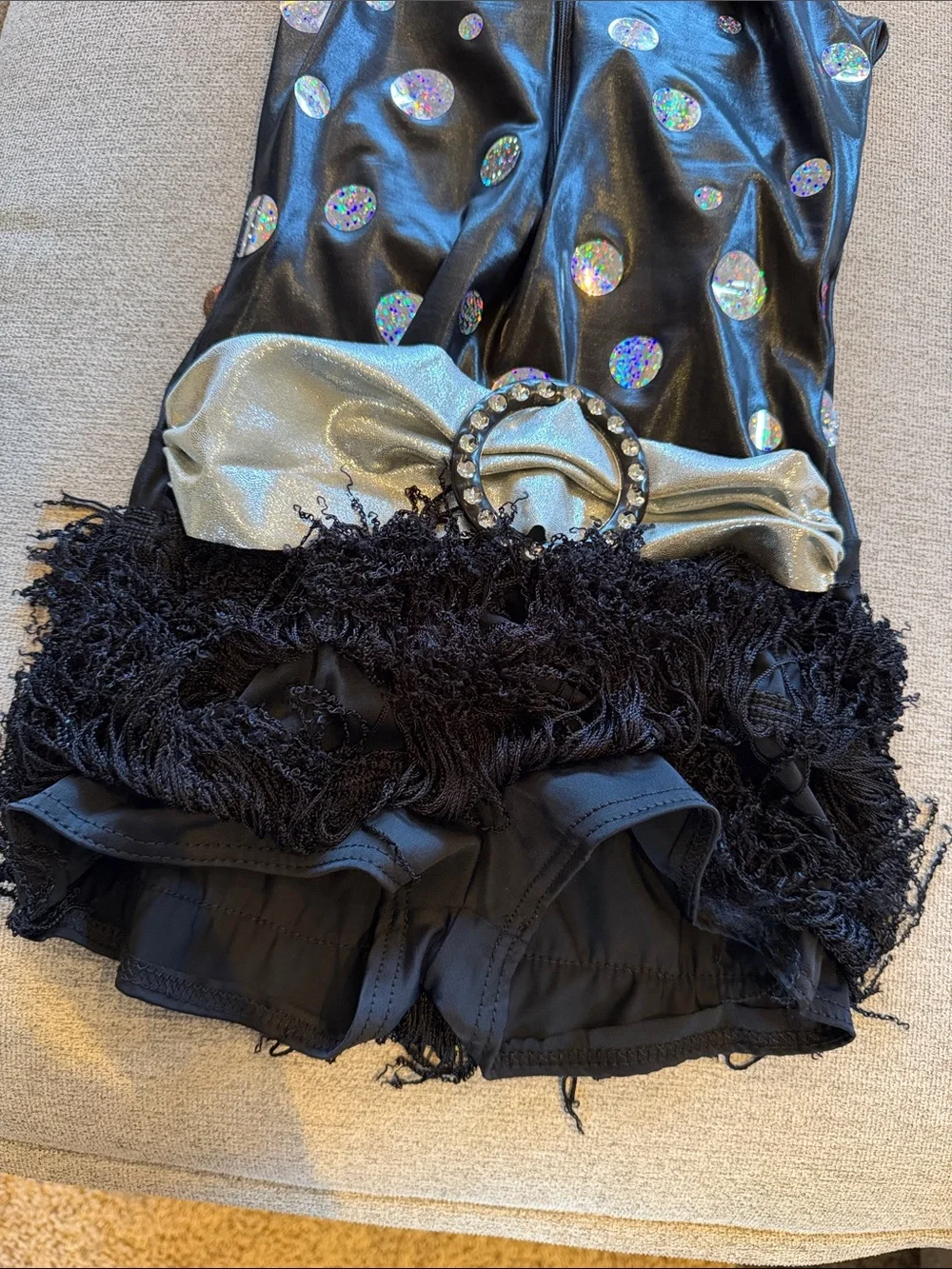 Costume: Black & Silver Sparkle Dance Costume with Fringe